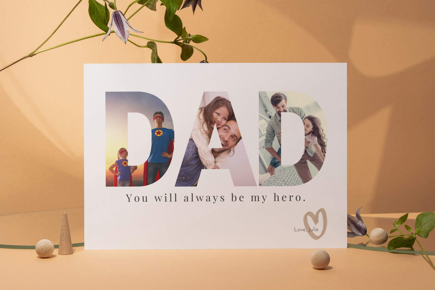 DAD ALWAYS MY HERO Photo Greeting Card