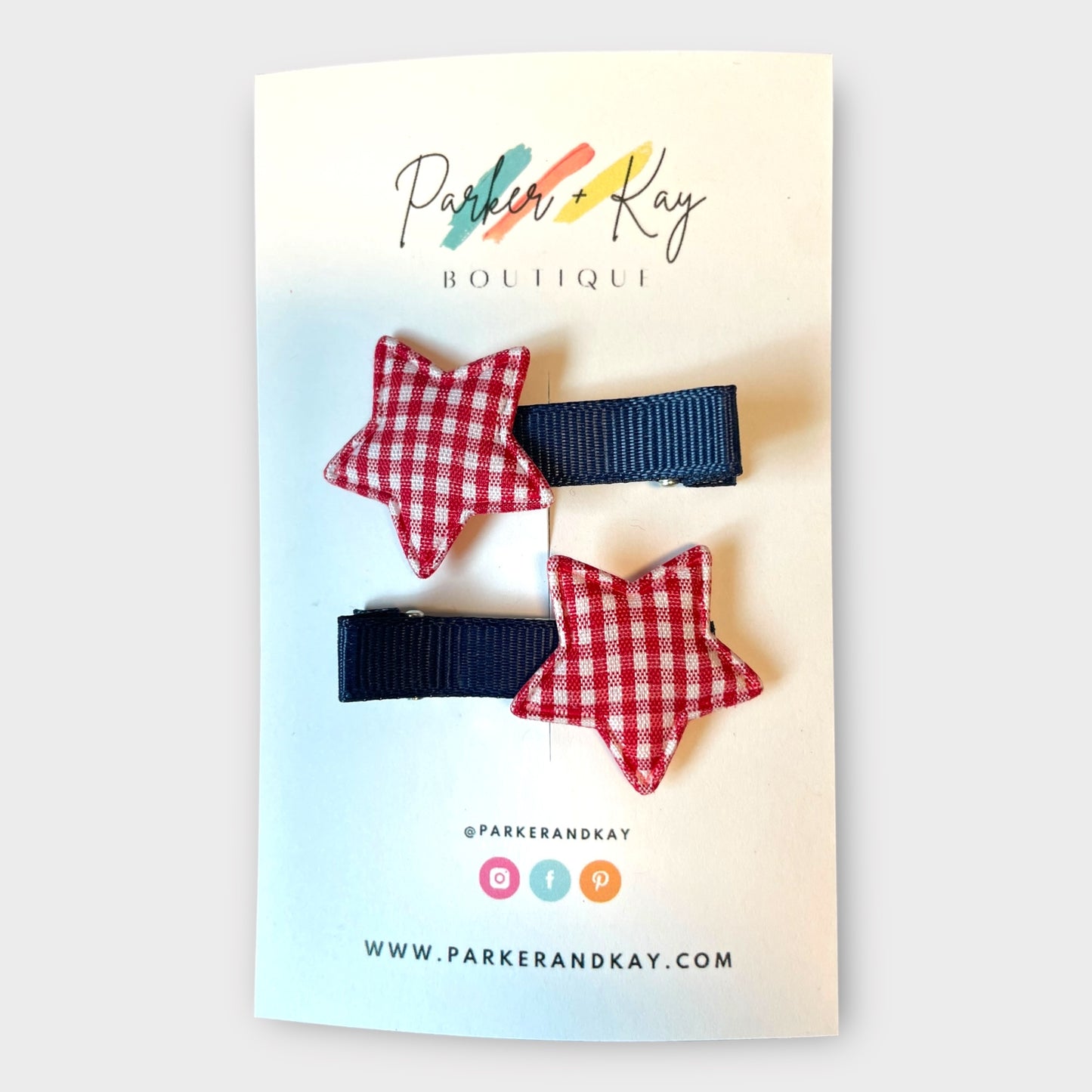 Plaid Stars Hair Clips