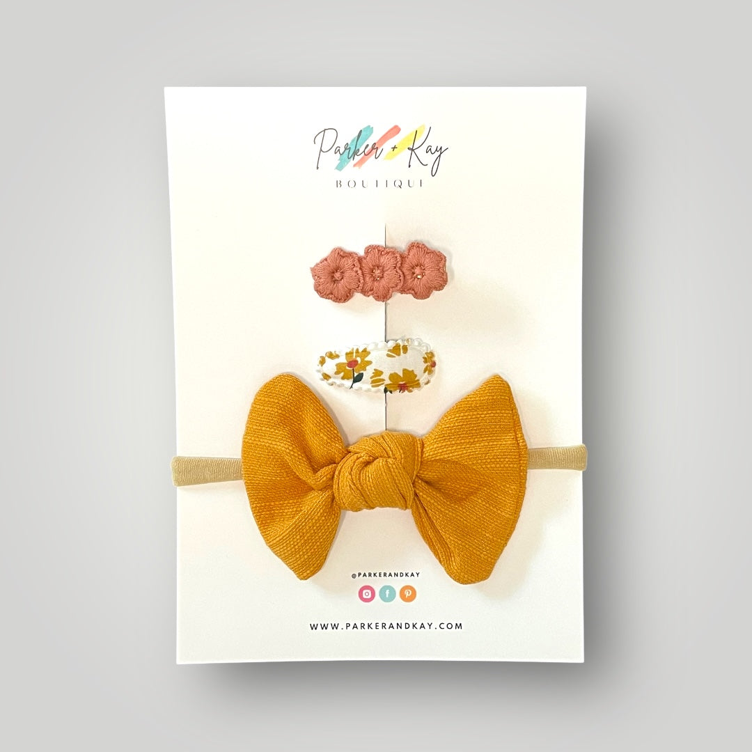Knot Bow Headband and Clips Set