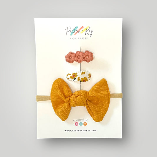 Knot Bow Headband and Clips Set