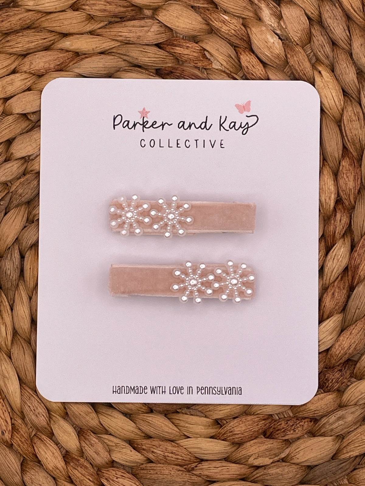 Velvet Snowflakes Clips