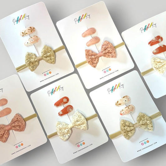 Embroidered Bow Variety Set