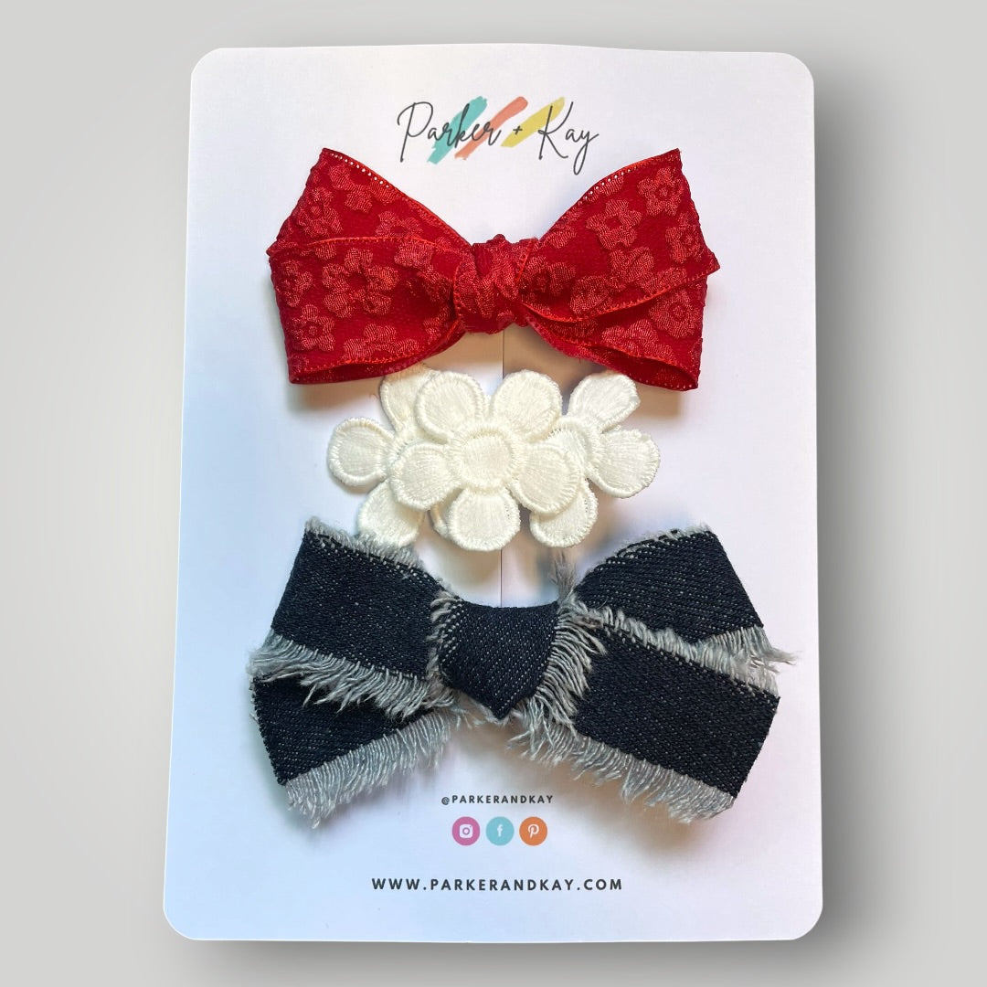 Denim + Daisies Hair Accessory Trio