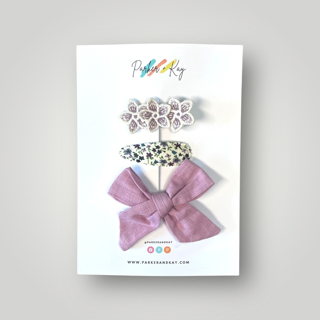 Linen Bow and Clips Set