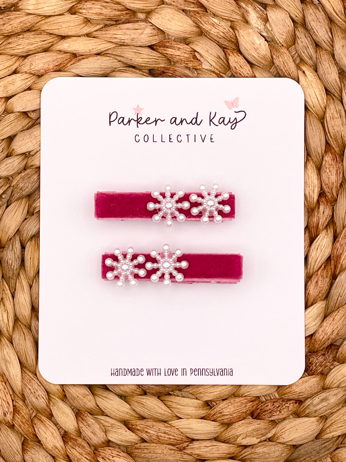 Velvet Snowflakes Clips