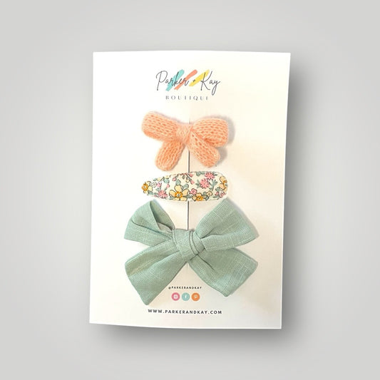 Linen Bow and Clip Set