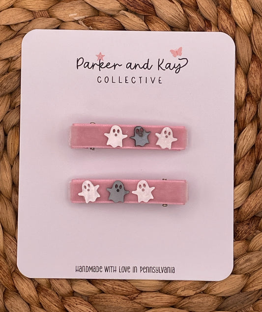 Velvet Boo Clips | Pumpkin Pink