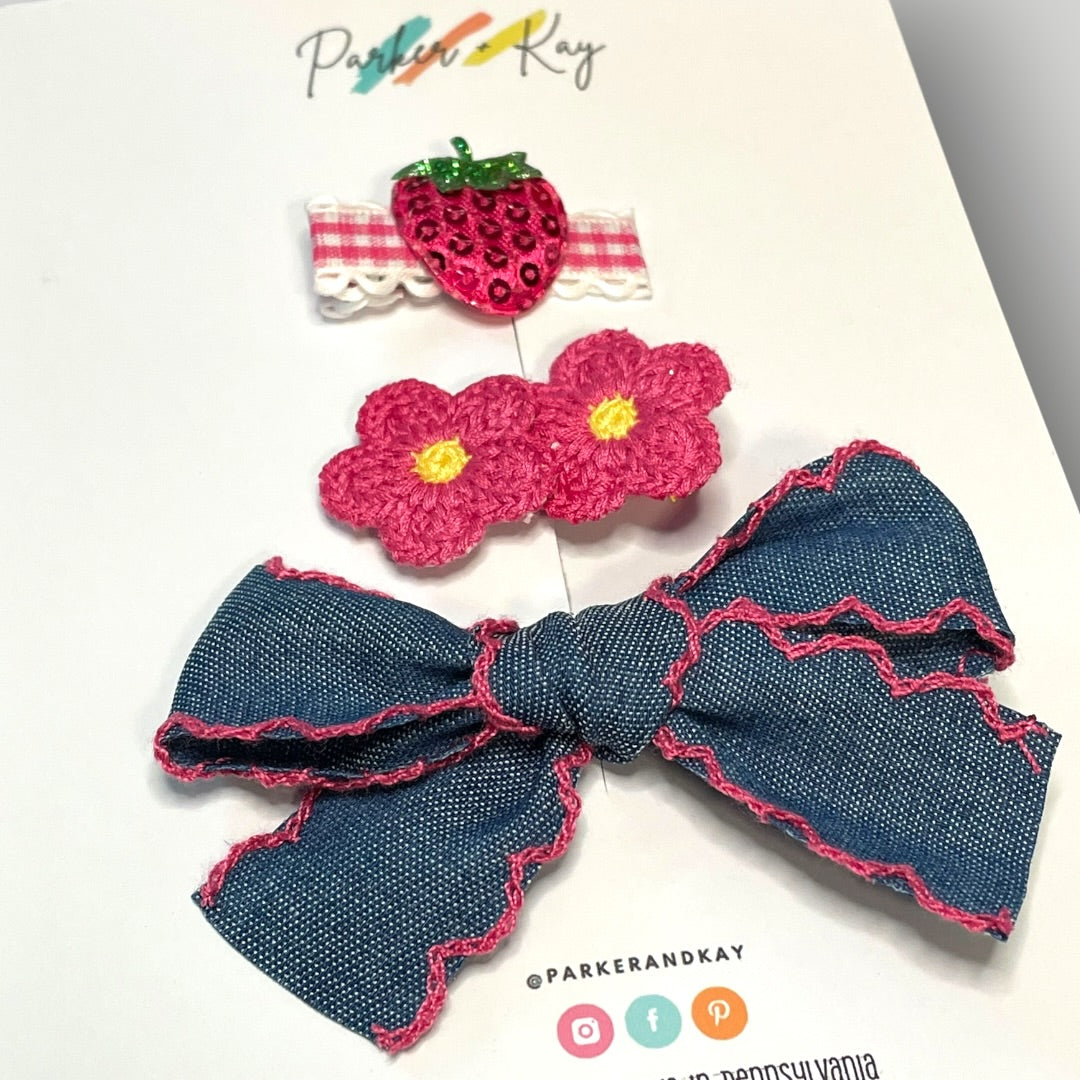 Berry Patch Cuties Hair Clip Trio