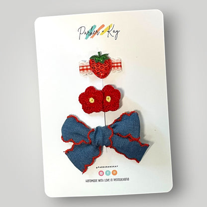 Berry Patch Cuties Hair Clip Trio