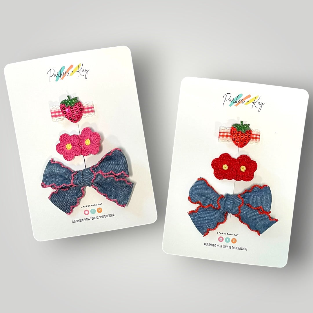 Berry Patch Cuties Hair Clip Trio