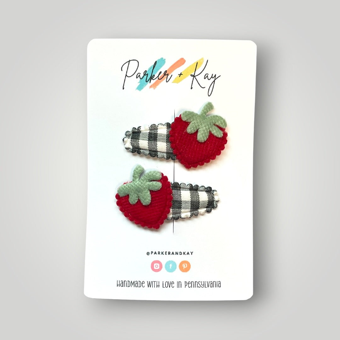 Soft Strawberries Hair Clips