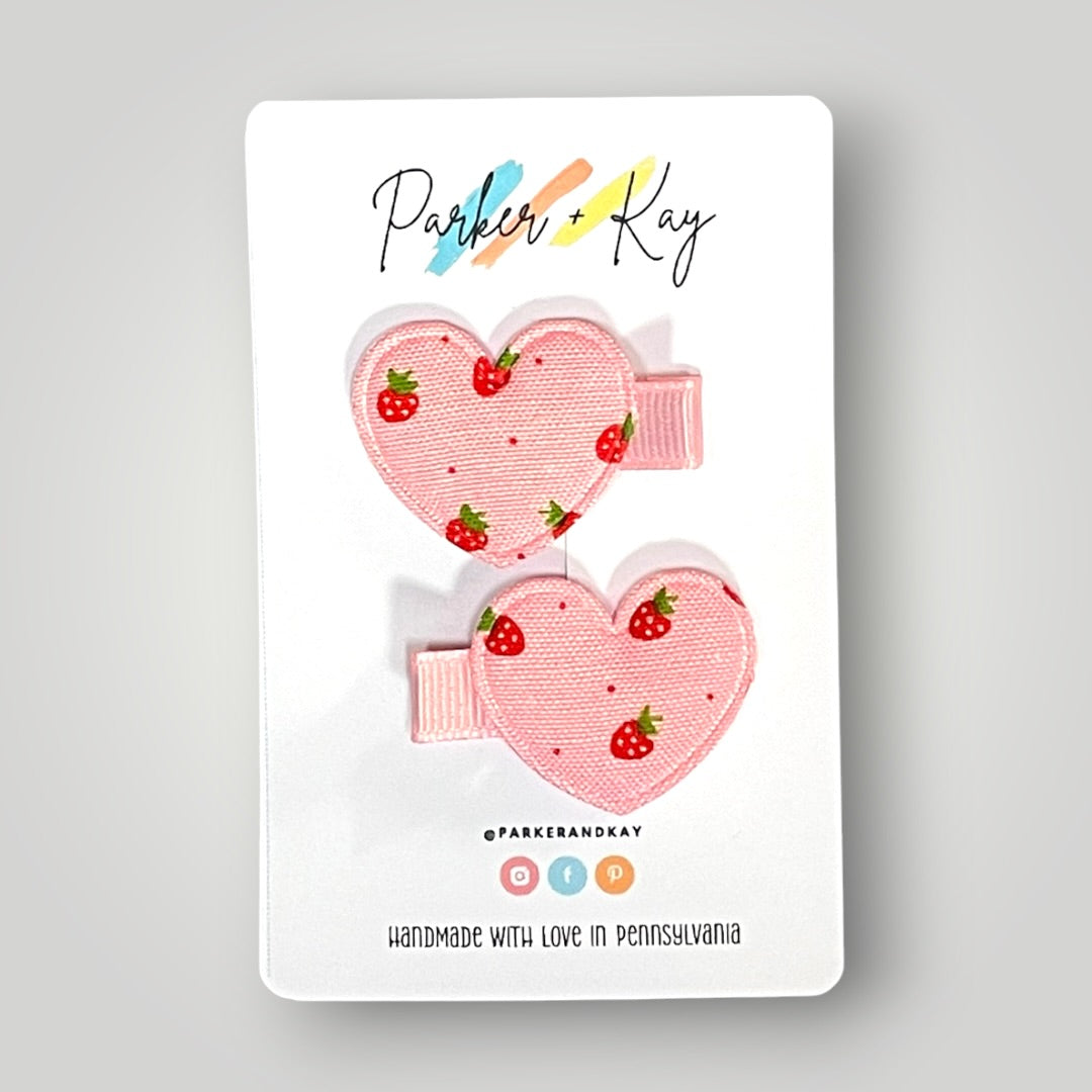 Strawberry Heart Hair Clips