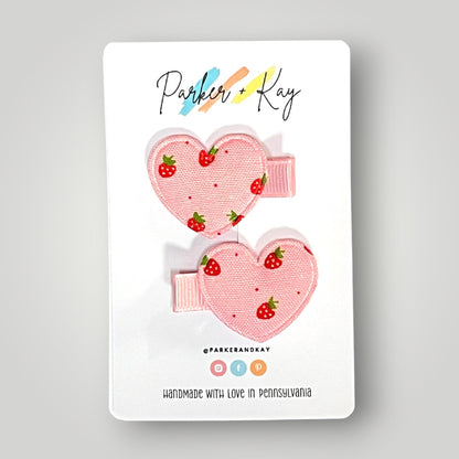 Strawberry Heart Hair Clips