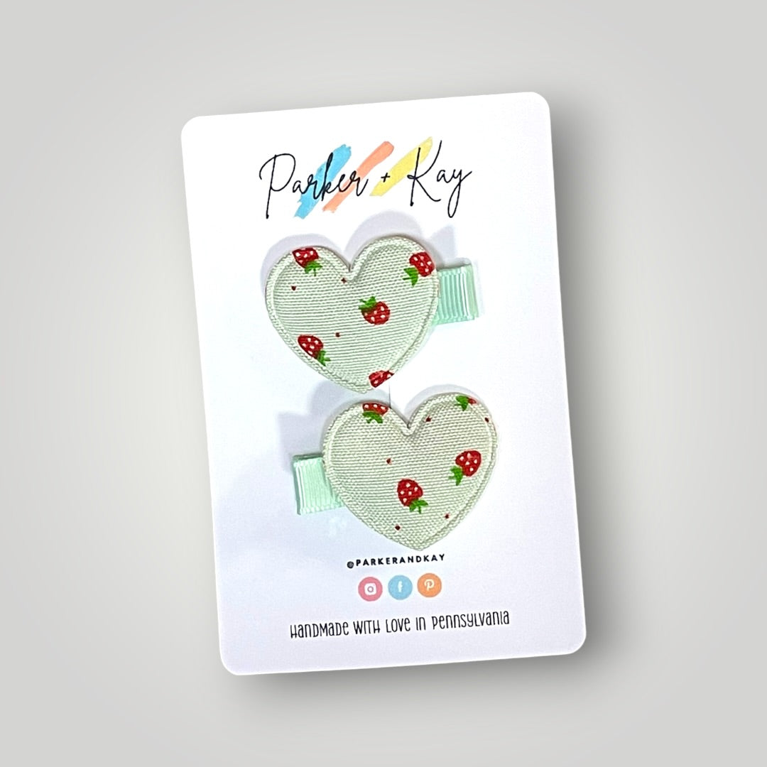 Strawberry Heart Hair Clips