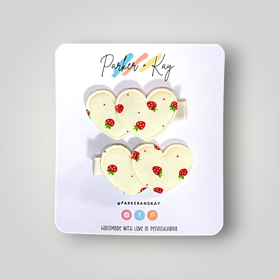 Strawberry Heart Hair Clips