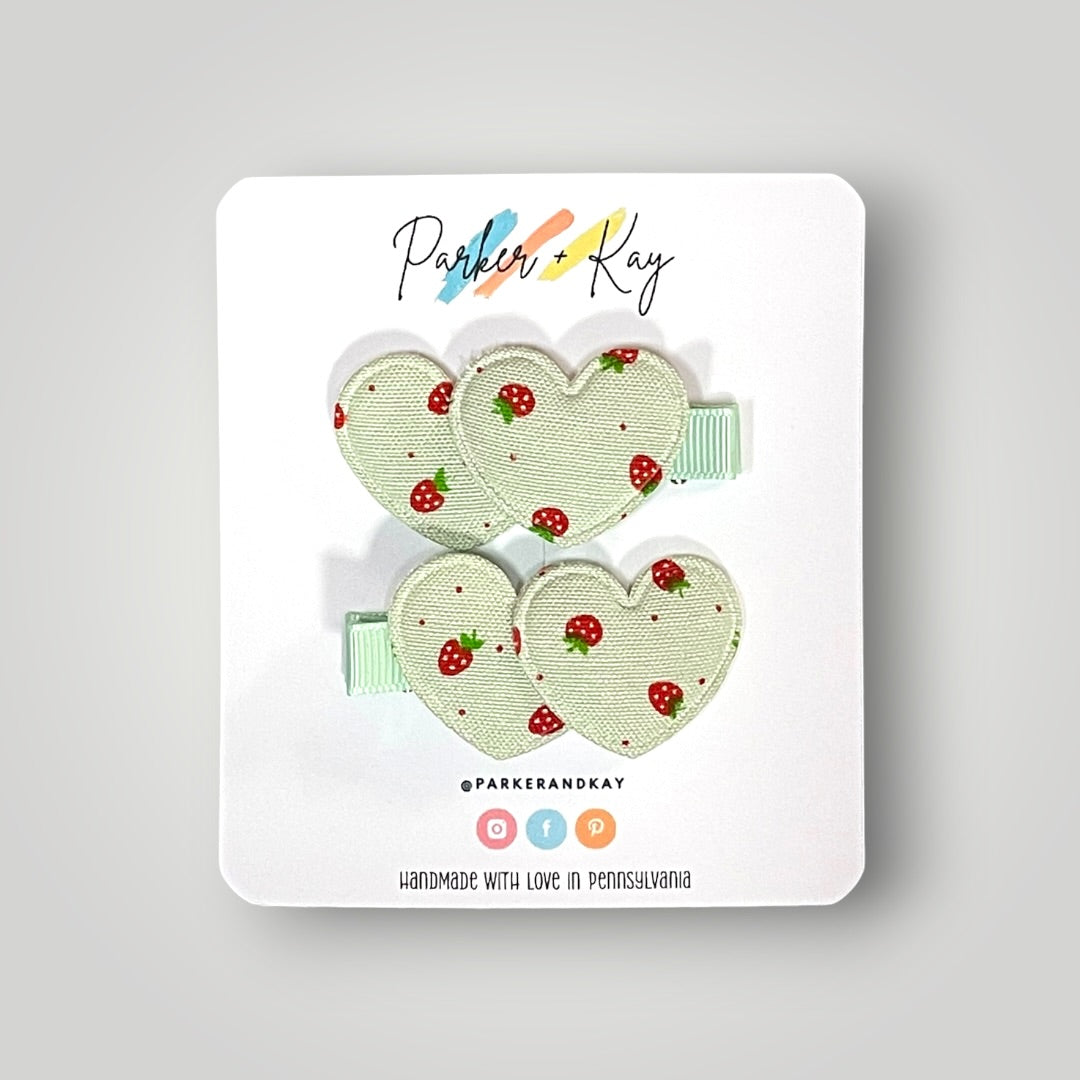 Strawberry Heart Hair Clips