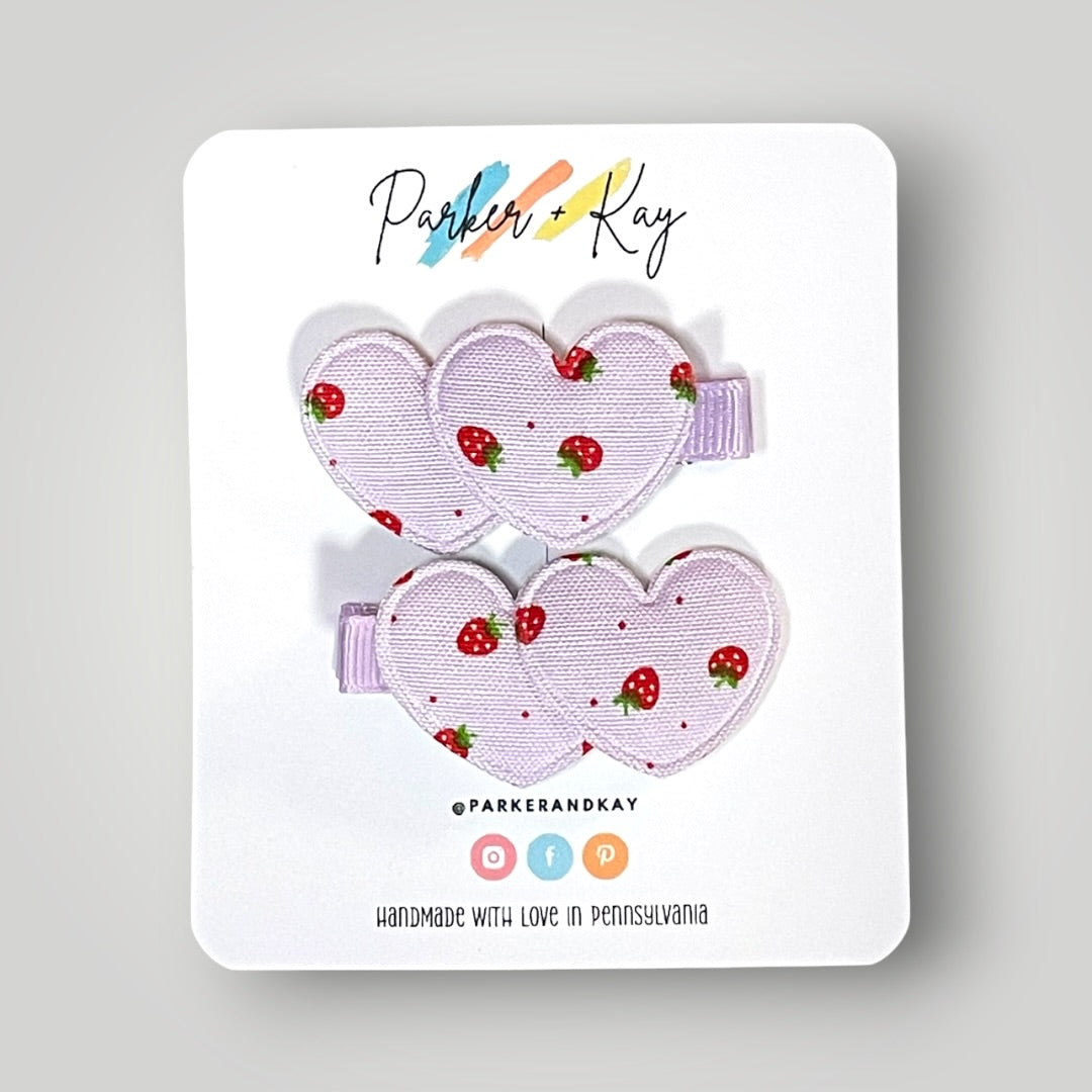 Strawberry Heart Hair Clips