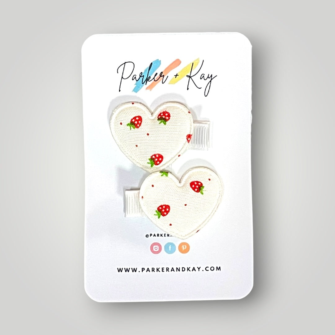 Strawberry Heart Hair Clips