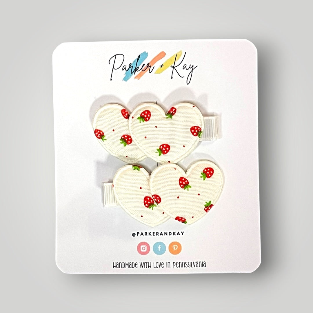 Strawberry Heart Hair Clips