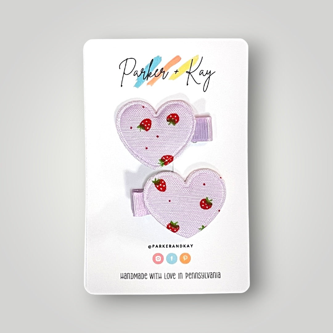 Strawberry Heart Hair Clips
