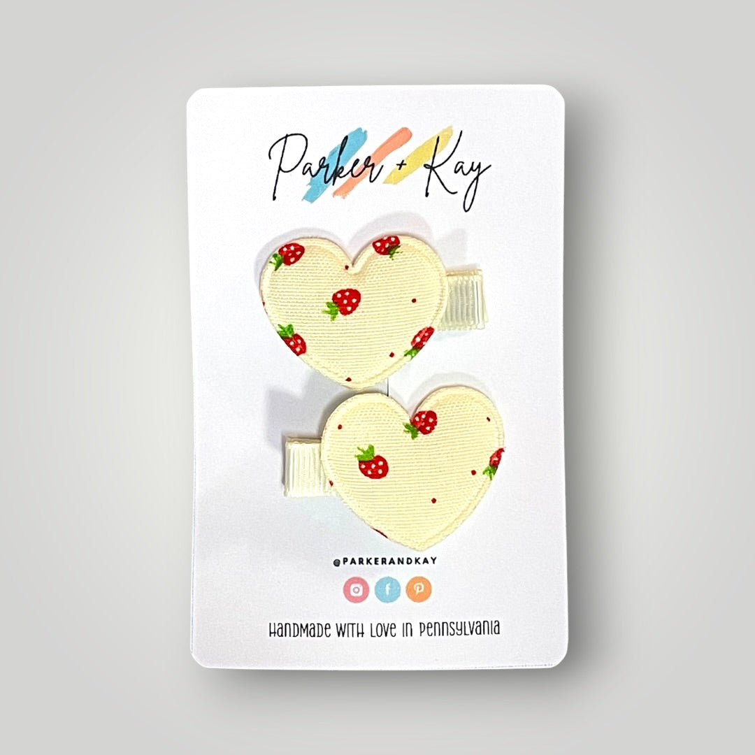 Strawberry Heart Hair Clips