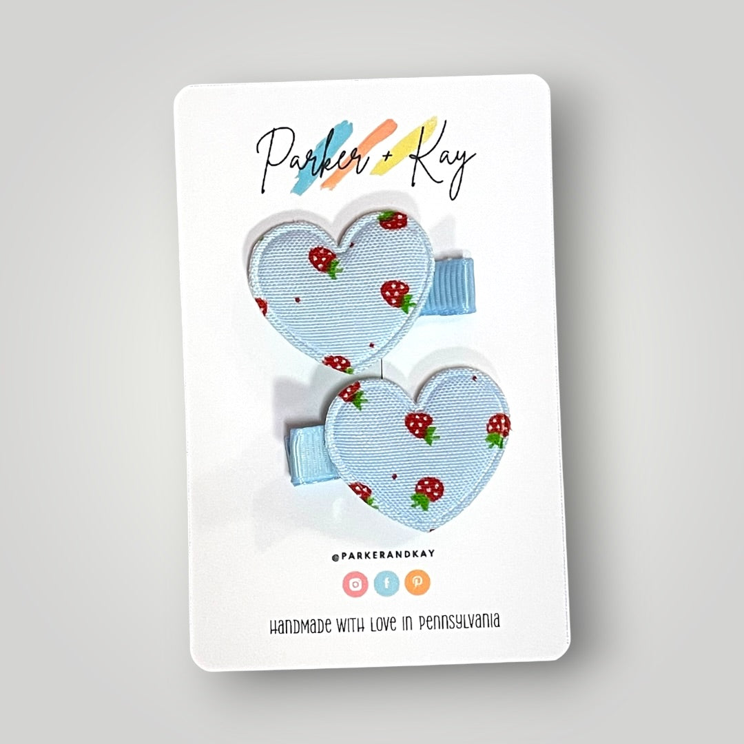 Strawberry Heart Hair Clips