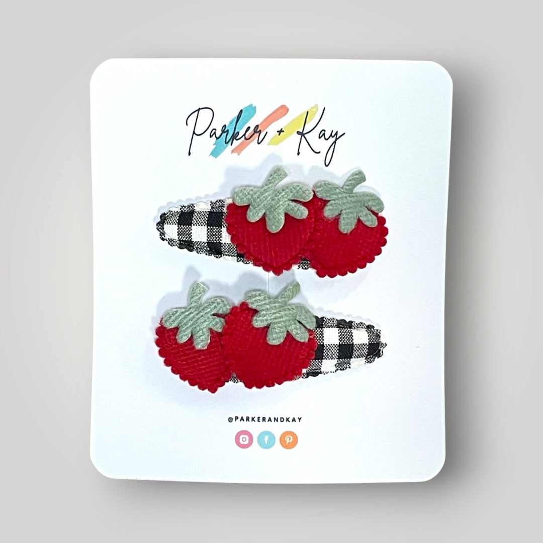 Soft Strawberries Hair Clips