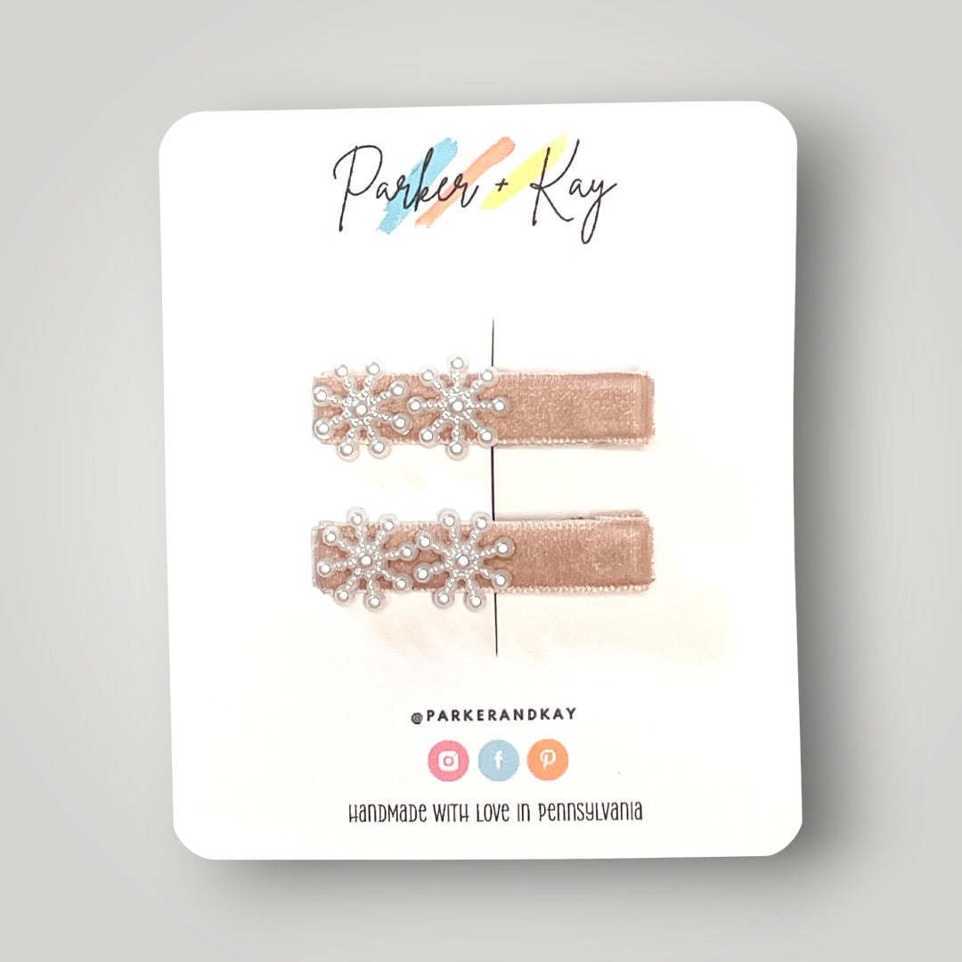 Velvet Snowflakes Clips