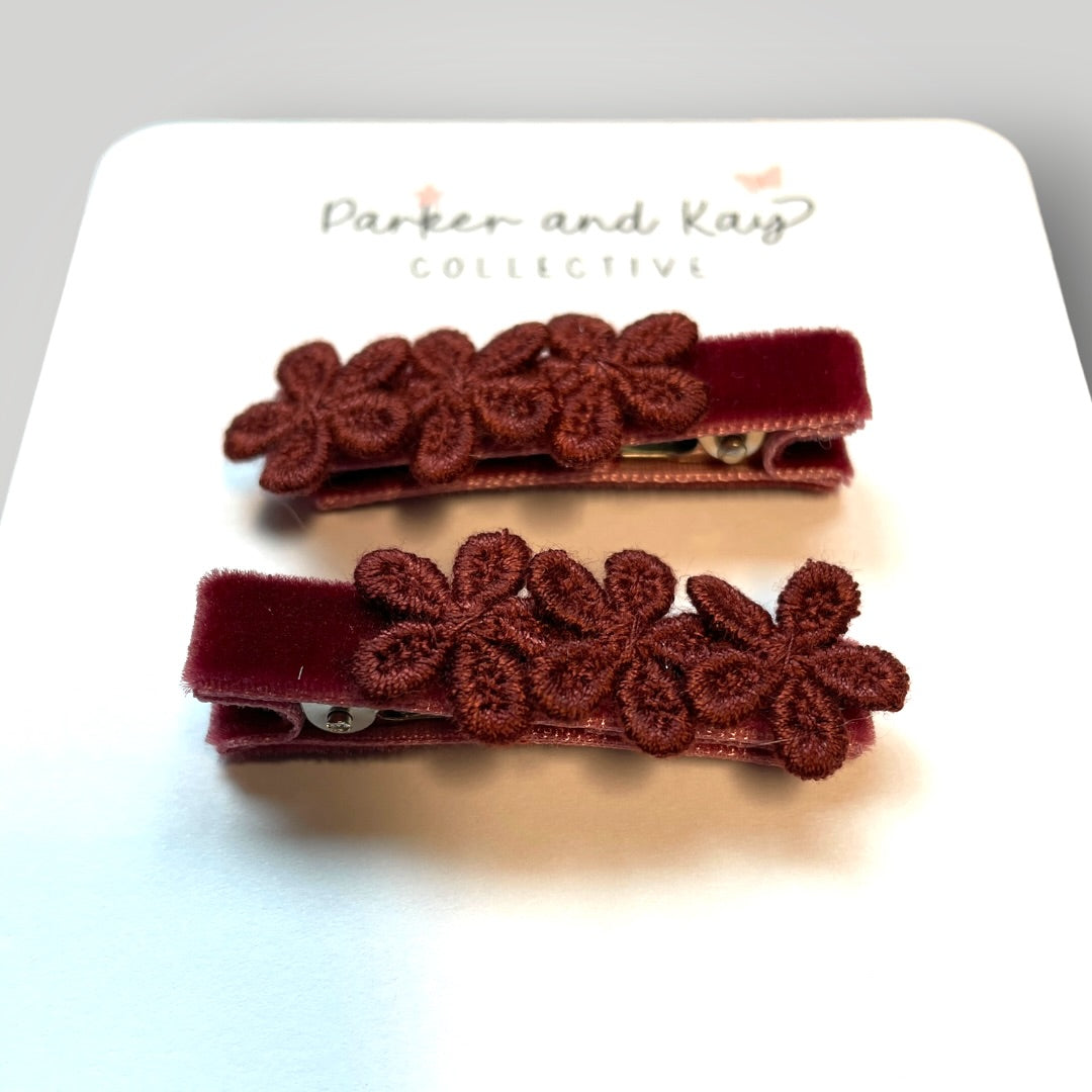 Velvet Posy Clips