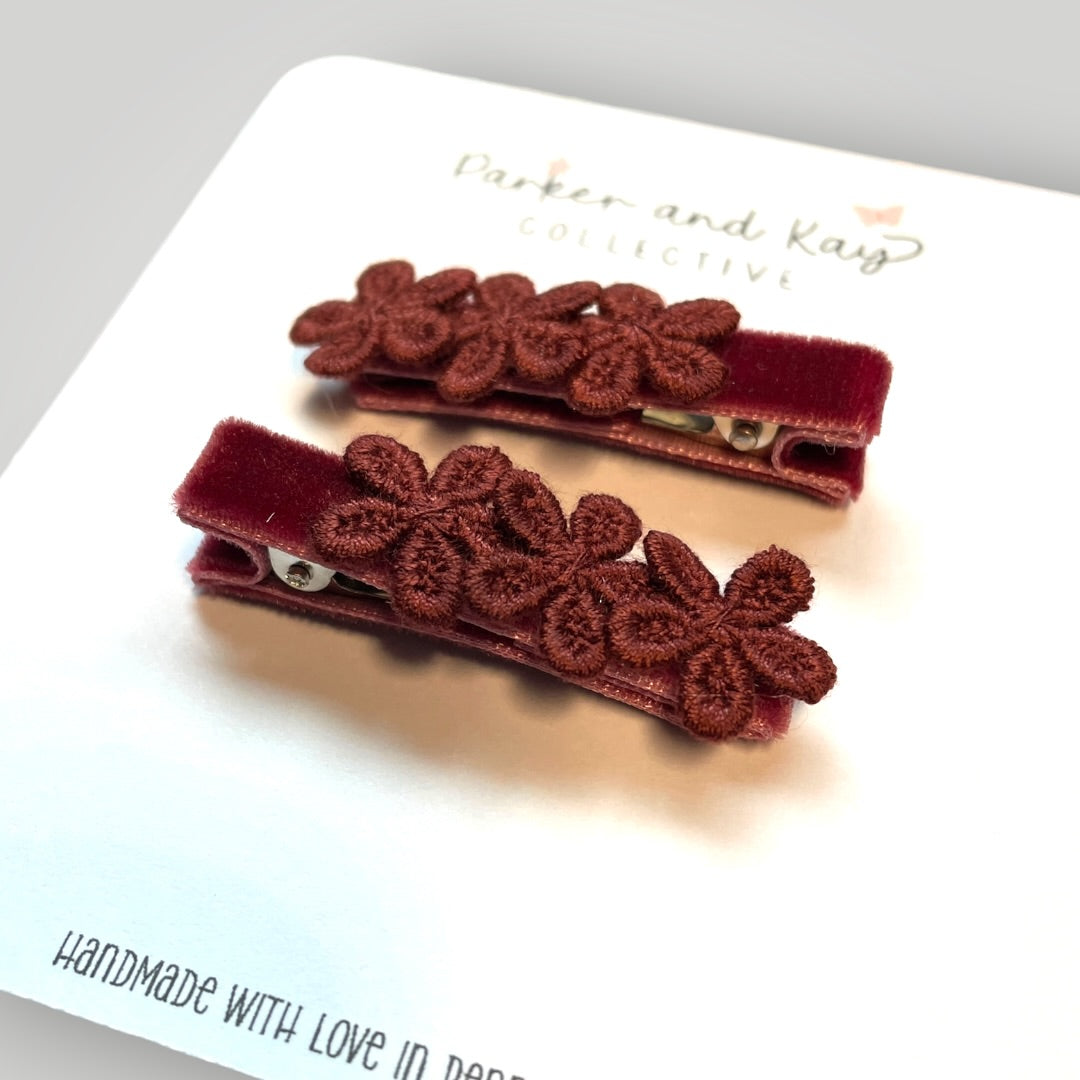 Velvet Posy Clips