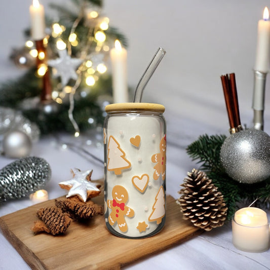 Glass Cup with Lid and Straw