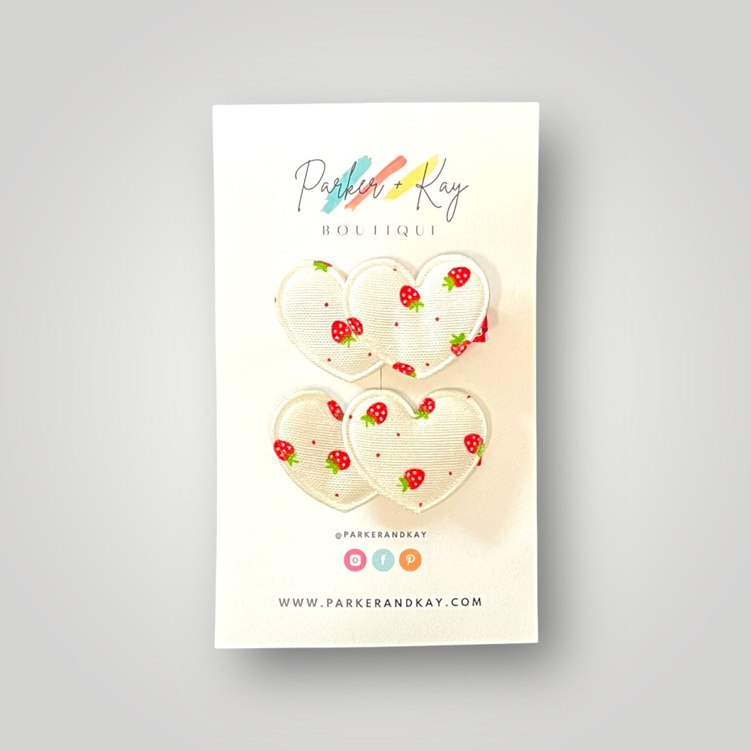 Strawberry Heart Hair Clips