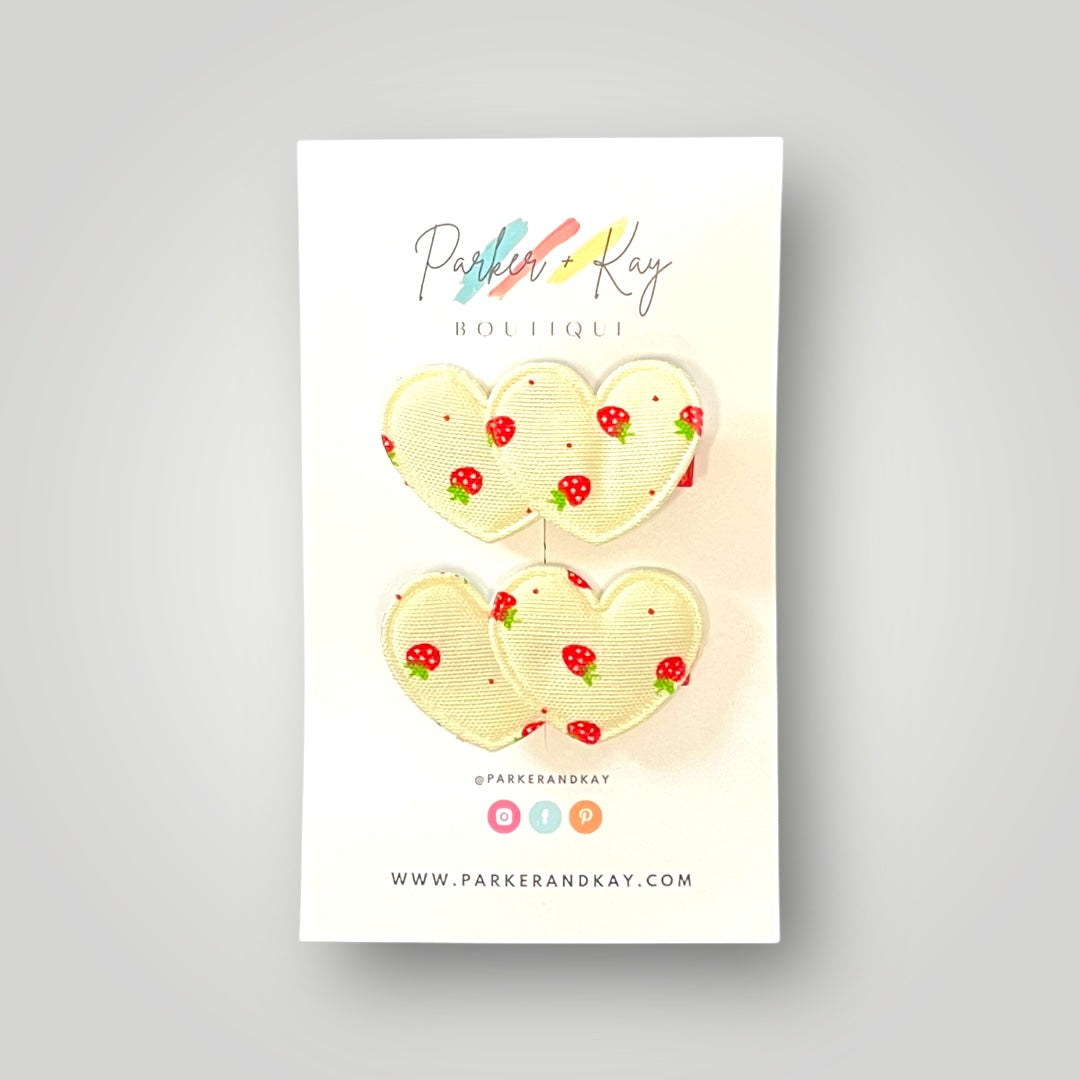 Strawberry Heart Hair Clips