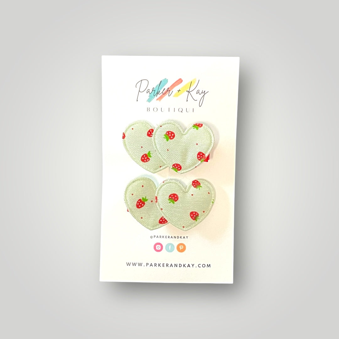 Strawberry Heart Hair Clips