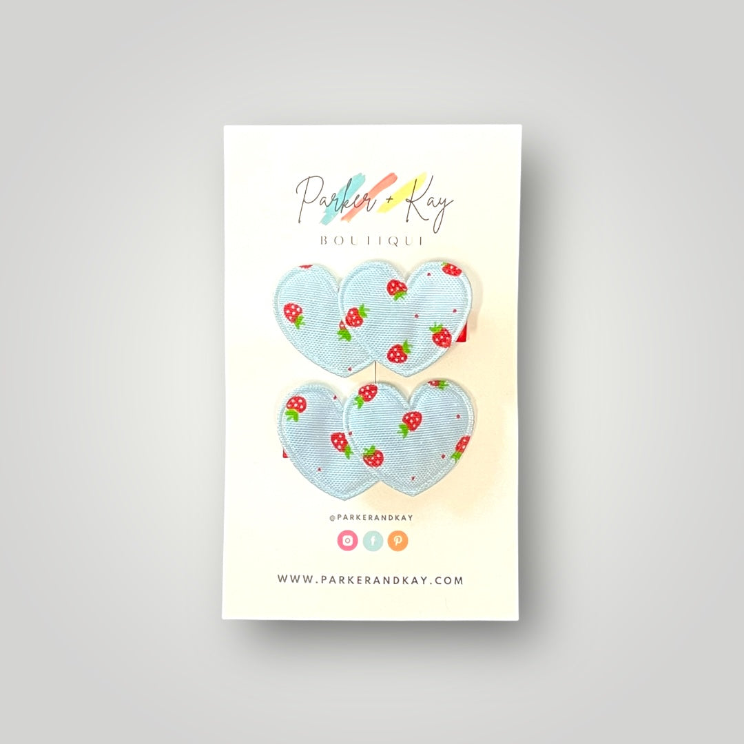 Strawberry Heart Hair Clips