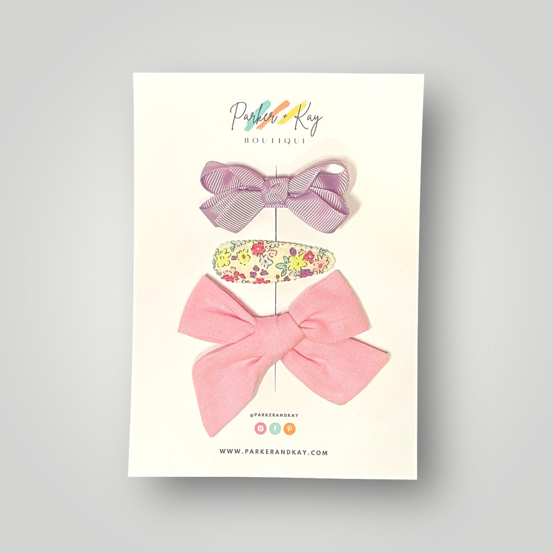 Linen Bow and Clips Set