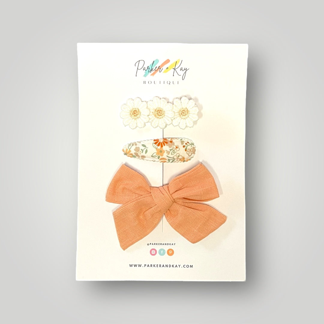 Linen Bow and Clips Set
