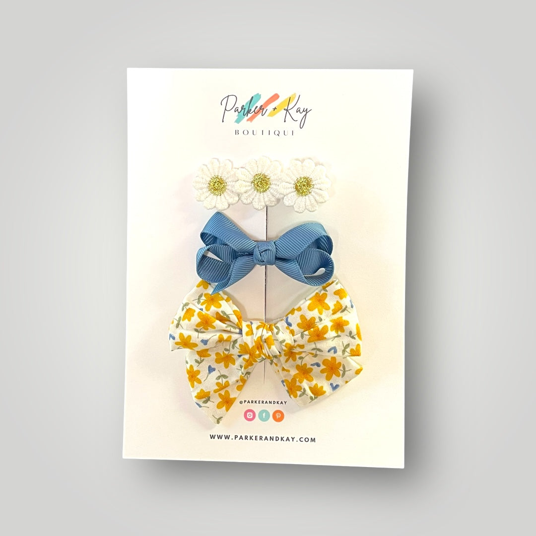 Floral Bow and Clip Set