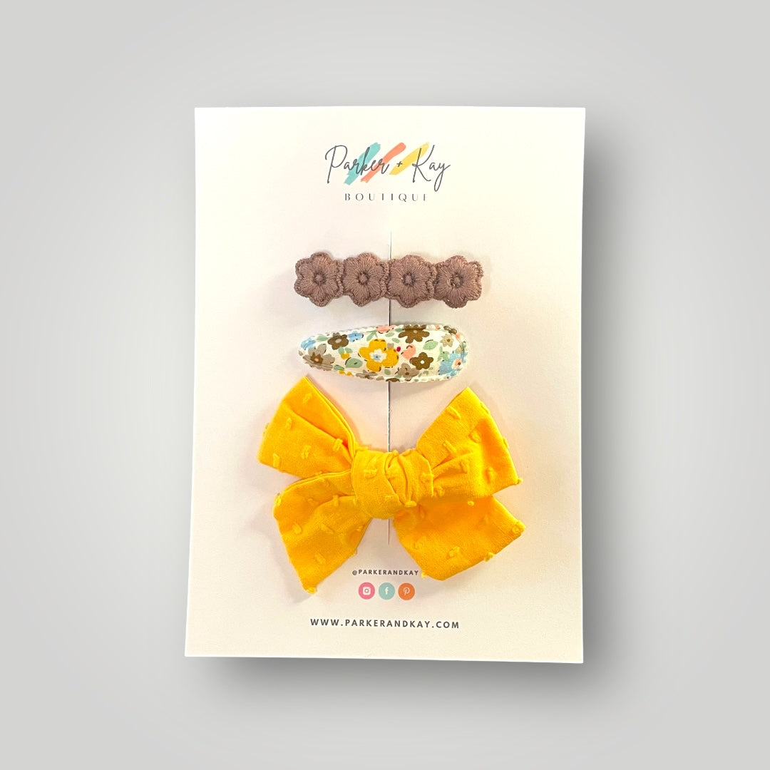 Textured Hair Bow and Clip Set