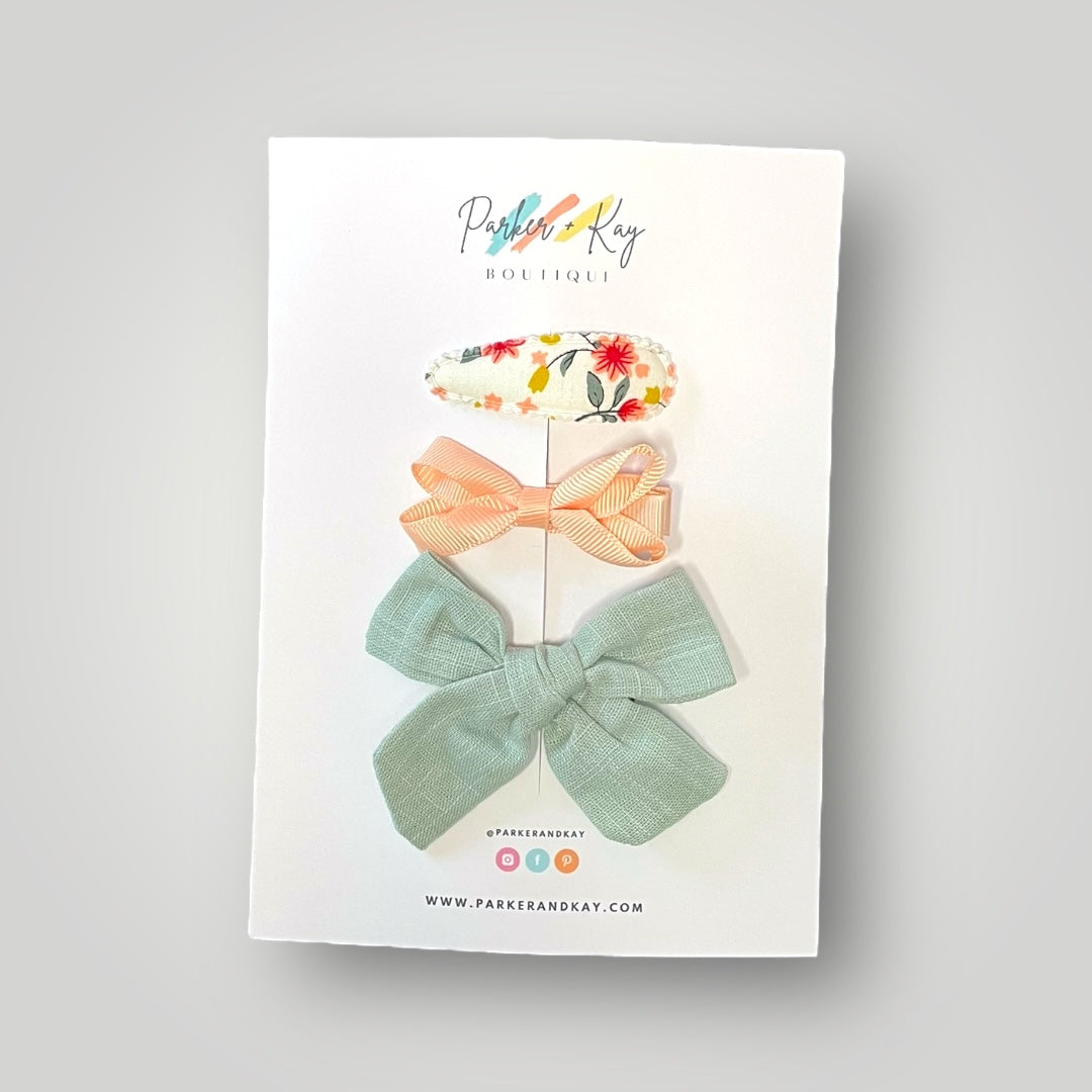 Linen Bow and Clips Set