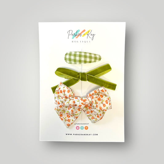 Floral Bow and Clip Set