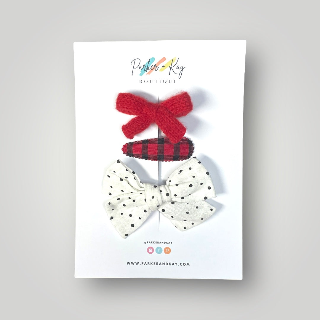 Linen Bow and Clips Set