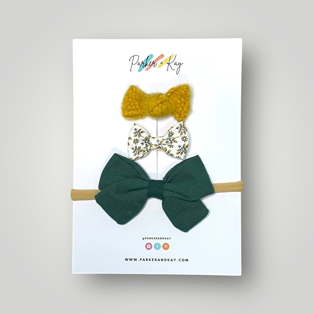 Baby 3-Piece Linen Bow Variety Set