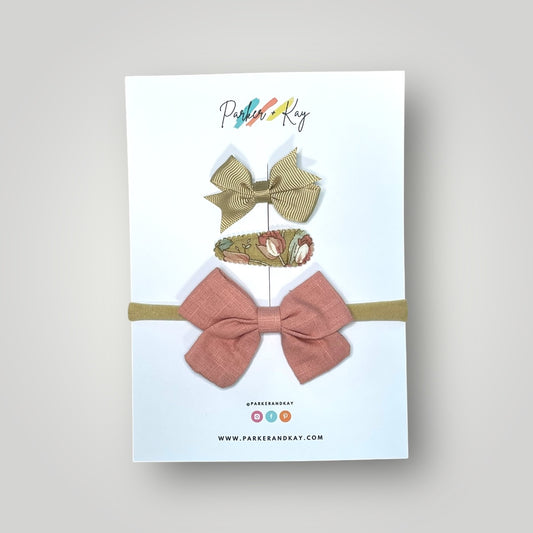 Baby 3-Piece Linen Bow Variety Set