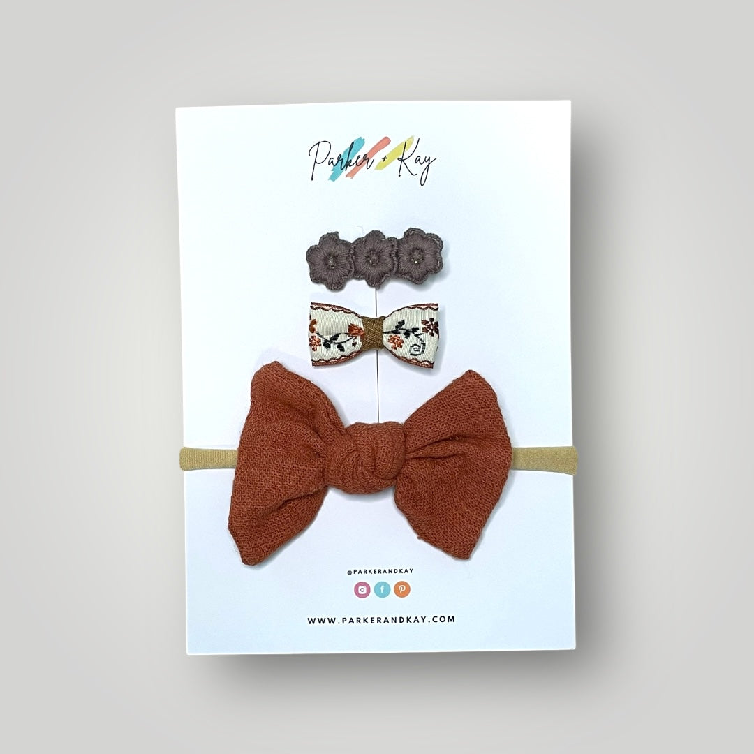 Knot Bow Headband and Clips Set