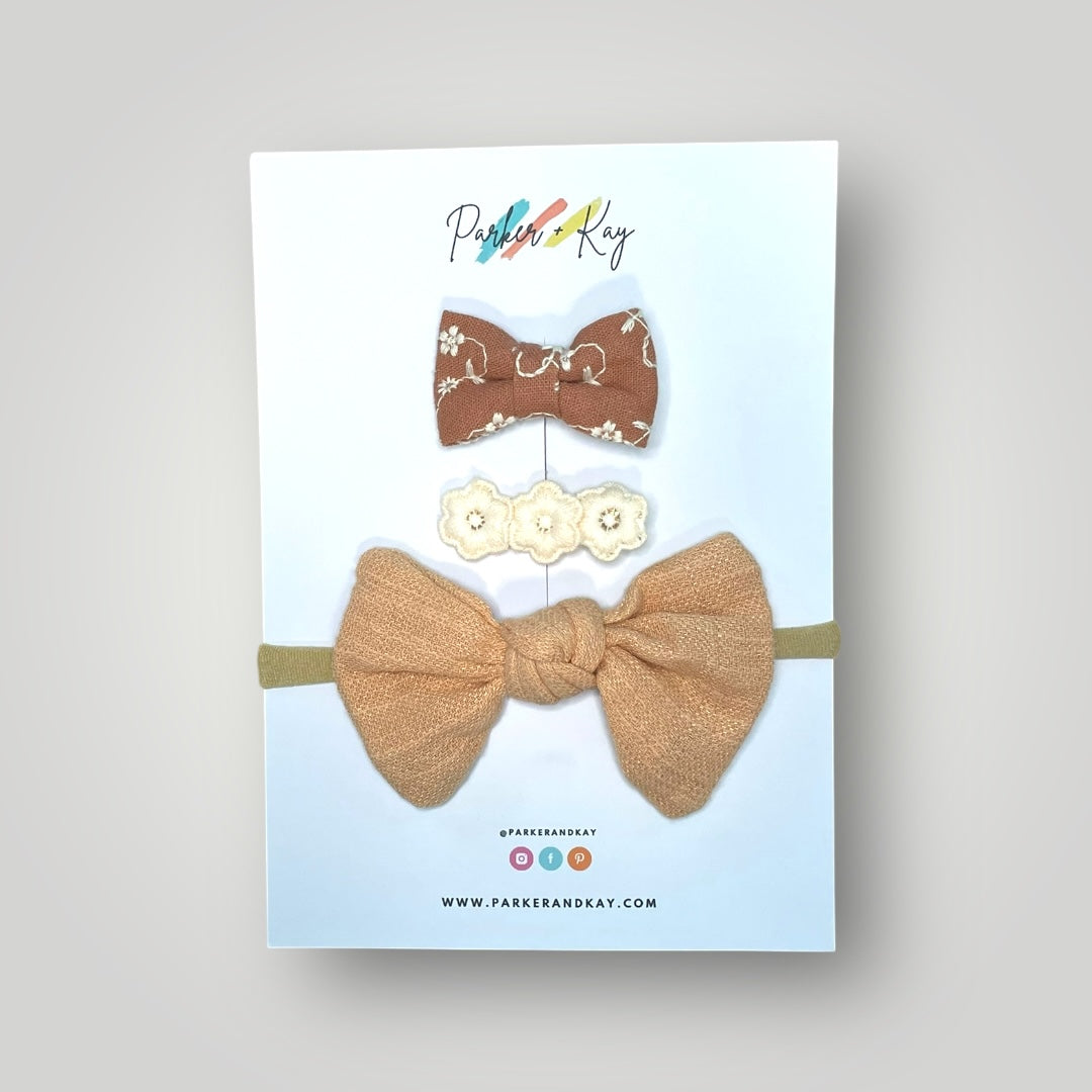 Knot Bow Headband and Clips Set