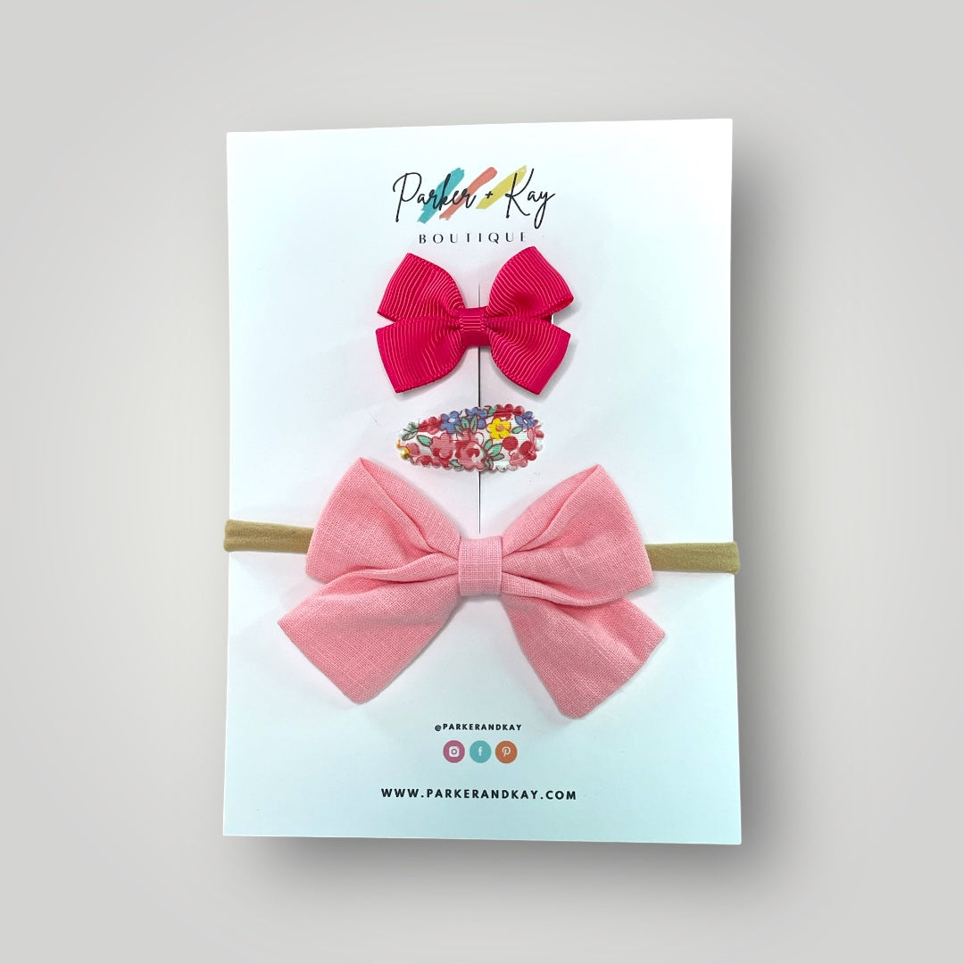 Baby 3-Piece Linen Bow Variety Set