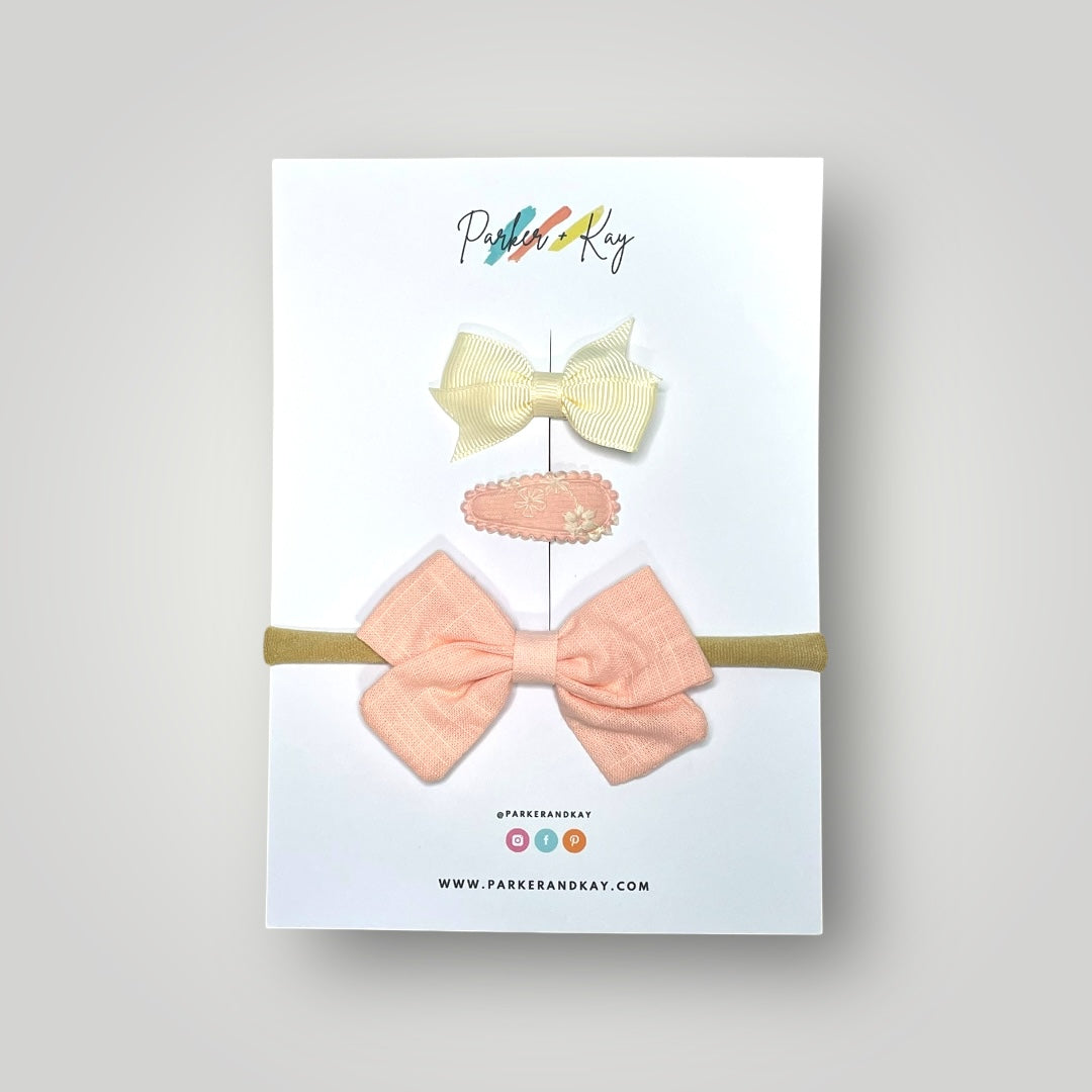 Baby 3-Piece Linen Bow Variety Set