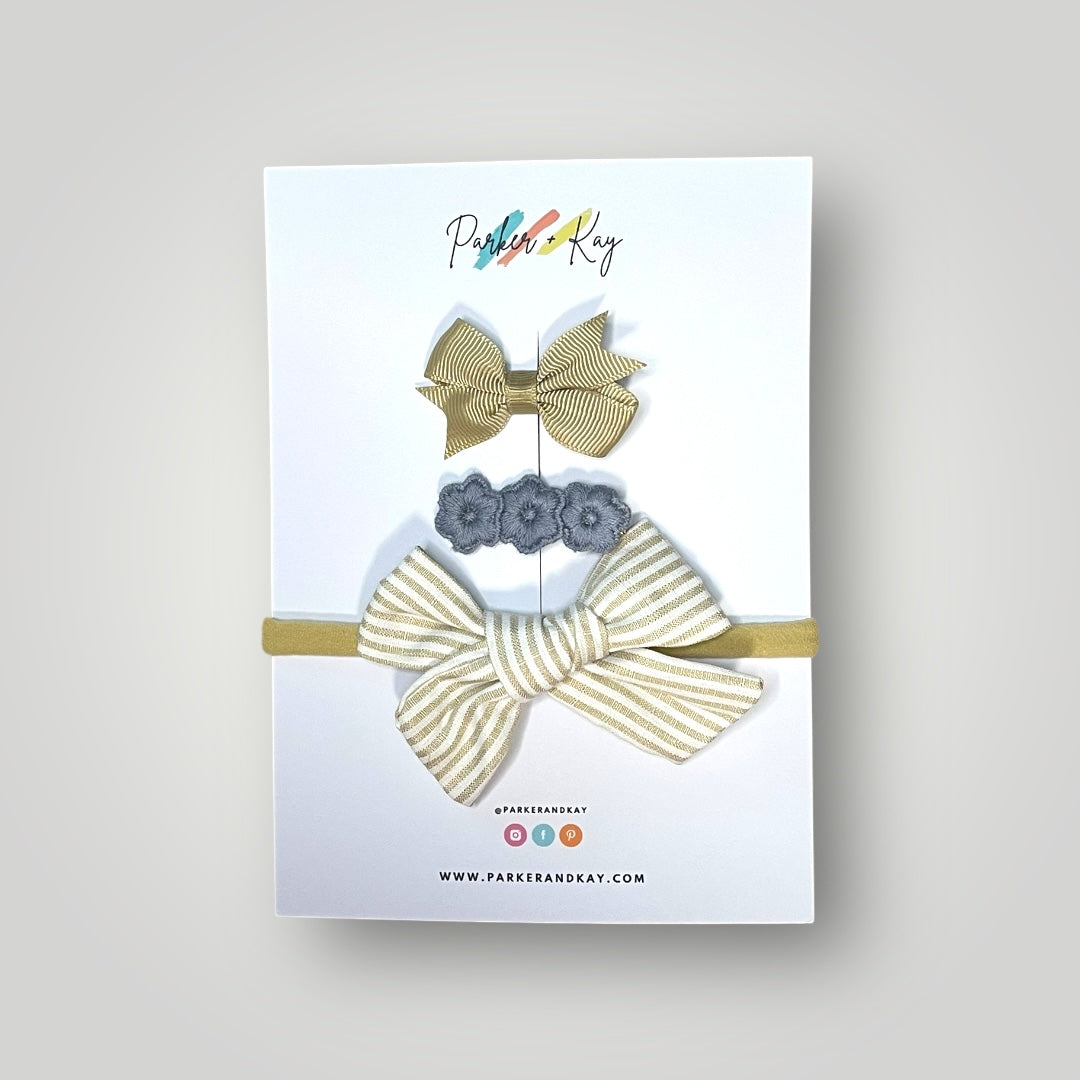 Baby 3-Piece Linen Bow Variety Set