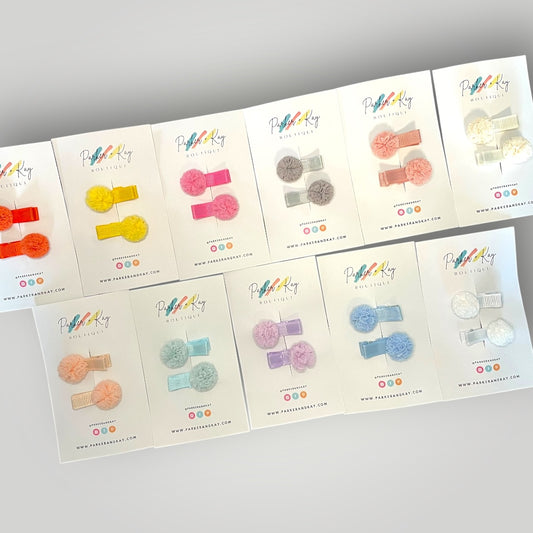 Mini Pom Pom Hair Clips